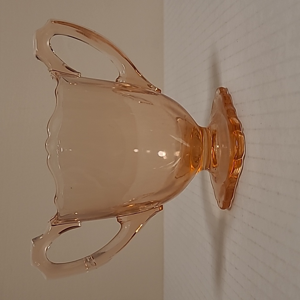 Vintage Pink Depression 2 Handled Glass - Picture 3 of 16